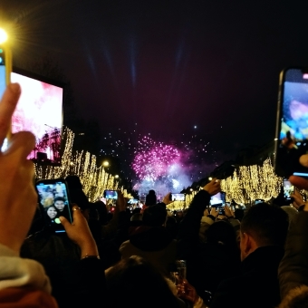 New Years Fireworks, Arc de Triomphe from Champs-Élysées