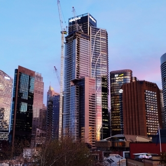 Aussie Birds, Spring Drone Show, Darling Harbour, with drones making dots of light making the outlines of three Australian birds which are the ibis and cockatoo and rosella which are reflected in the water below